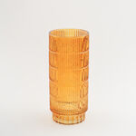 هومز مزهرية زجاج مضلعة 15*15*34.3سم، برتقالي image number 1