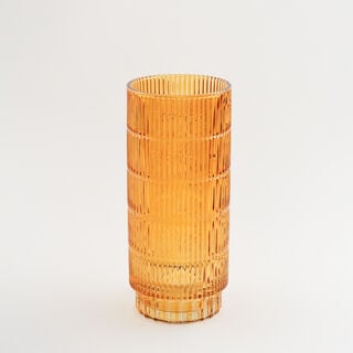 Homez glass ribbed vase 15*15*34.3cm, Orange