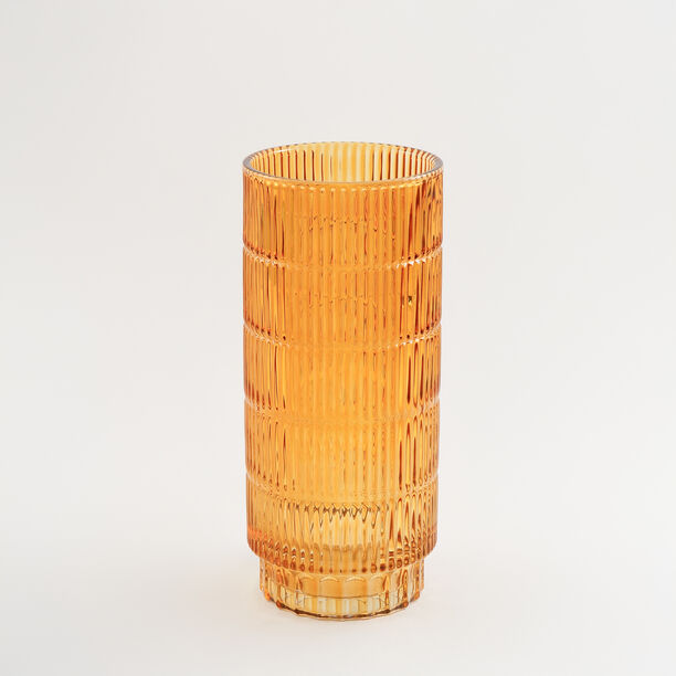 هومز مزهرية زجاج مضلعة 15*15*34.3سم، برتقالي image number 1