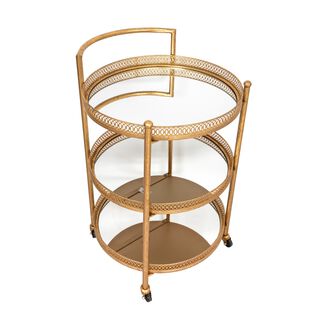 Serving Trolley 3 Tier Metal Gold Round Shape