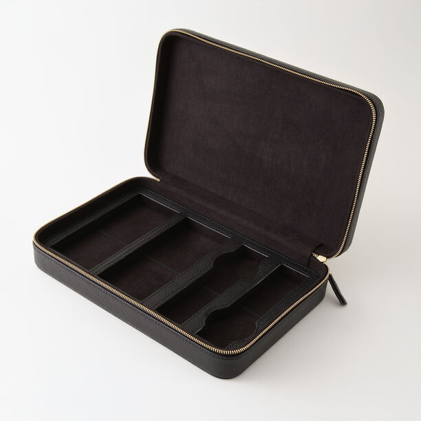 Homez black leather sunglasses and watch organizer 4 divisions 18.4*28.6*5.71cm image number 2