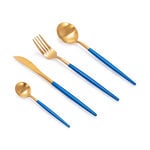 16 Pcs Cutlery Set Matte Gold And Blue image number 0