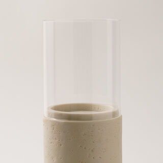 Homez resin candle holder travertine collection 12.5*12.5*29cm