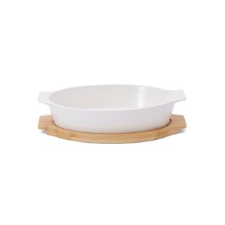 La Mesa Oven/Serving Oval Plate With Bamboo