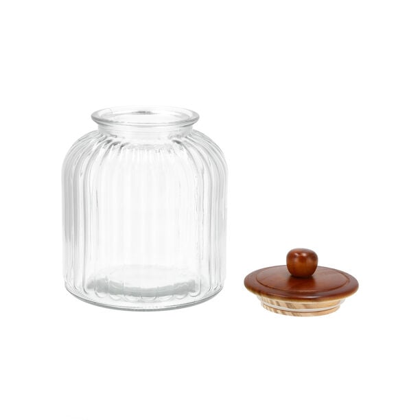  Glass Storage Jar With Wooden Lid image number 1