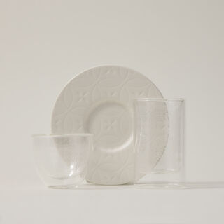 Dallaty white porcelain and glass Tea and coffee cups set 18 pcs