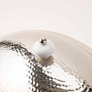 La Mesa silver oval food server with stand 38*28*30 Cm