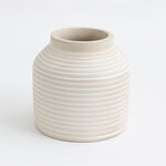Homez Porcelain Striped Pot Vase, Beige 18*18*16Cm image number 0