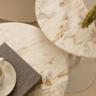Homez arch side table marble, off white 40*40*55 cm