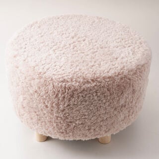 Homez fur chair with wooden legs, pink