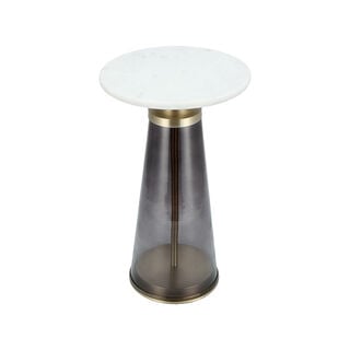 Drink Table Glass Base And Marble Top 31*51 cm