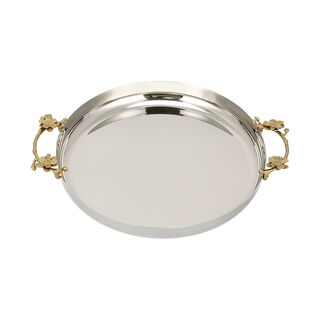 Steel Round Tray 1Pc Harmony Gold And Silver