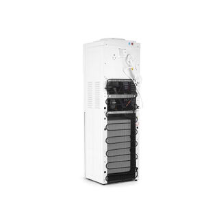 Classpro Water Dispenser, Hot, Normal & Cold Water, Standing Model, White With Stainless Steel Decoration, With Cabinet, With Refrigrator