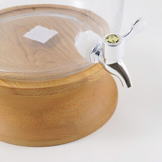 La Mesa Glass Beverage Dispenser With Wooden Base 43*21Cm