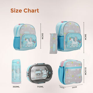 Large backpack with pencil case  ,15 inches , Unicorn