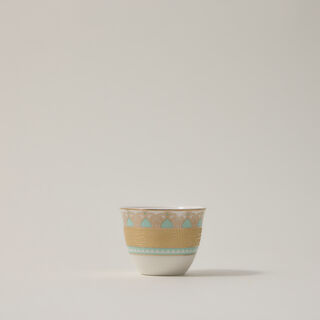 Dallaty white with fayrouz and gold prints Tea and coffee cups set 28 pcs