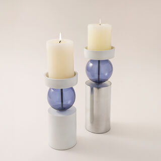 Homez Piller Candle Holder Yaqut Collection, White 9*9*20Cm