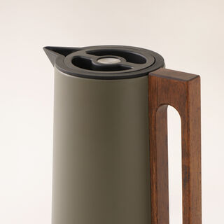 Dallaty Steel Vacuum Flask Flask With Wood Handle 1L, Green
