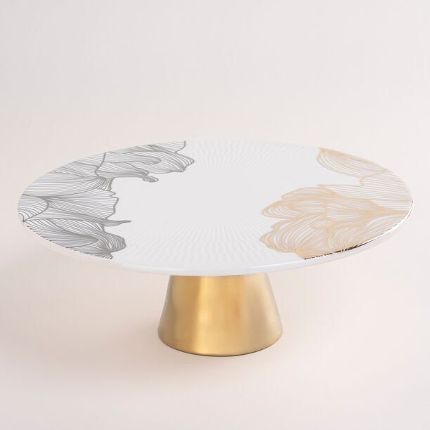 La Mesa gold porcelain cake stand with base image number 0