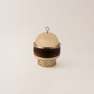 La Mesa small food server with stand in gold metal 1.5 L