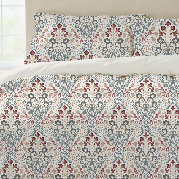 Cottage 6pcs floral damask comforter set king size 220*240cm image number 1