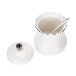 Sugar Pot 1Pc Porcelain Silver Rim