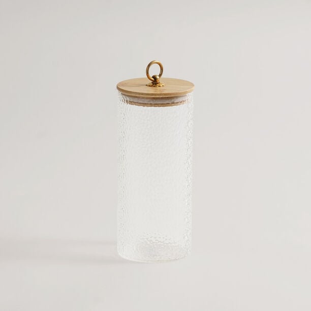 Alberto glass canister with bamboo lid 9*9*20.5cm image number 0