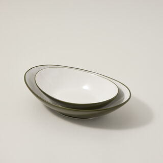 Rio Oval Bowl 2 Pieces Set Green Glaze