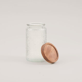 Alberto 3pcs glass canister set with acacia wooden lids