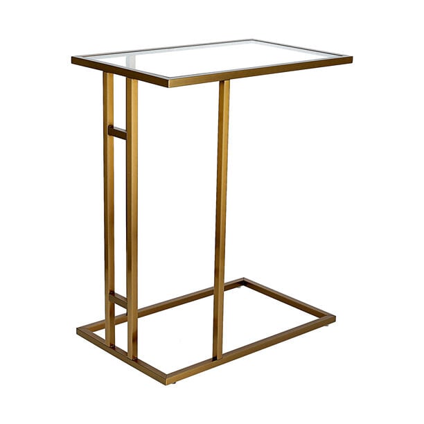 Gold Stainless Steel Side Table With Glass Top image number 1