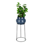 Ceramic Planter With Black Metal Stand Blue image number 1