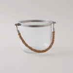 La Mesa glass ice bucket with metal tong and rope handle 13*13*11.5 image number 1