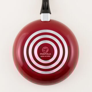 Pentola 2pcs aluminum non stick frying pans set, red 22cm, 26cm