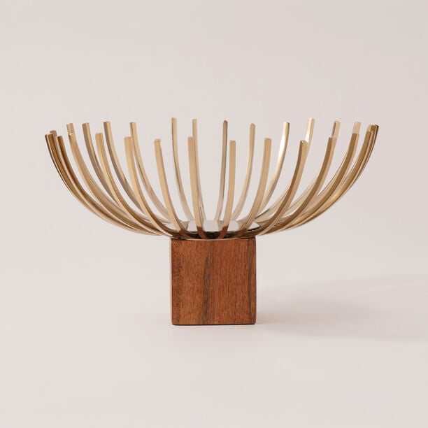 La Mesa fruits bowl stainless steel and wood 30*30*17 cm image number 1