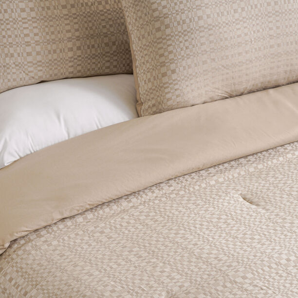 Boutique blanche tiles cotton tencel 3pc comforter set queen 240*200cm, beige image number 2