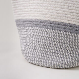 Homez woven basket 30*33 top white & bottom grey with hidden handle
