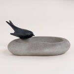 Grey resin bird feeder bowl 33.5*18.3*13 cm image number 0