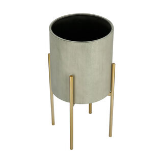 Metal Planter With Gold Legs Grey