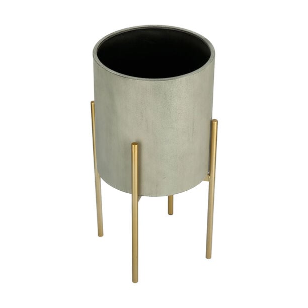 Metal Planter With Gold Legs Grey image number 2