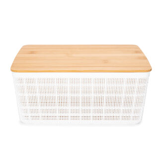Plastic Storage Basket With Bamboo Lid 4L