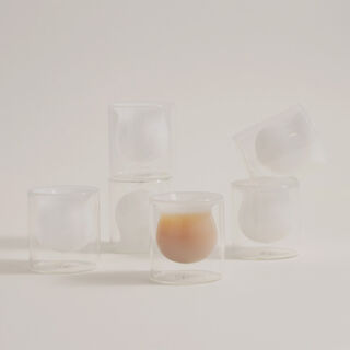 Dallaty 12 pcs double wall glass arabic coffee set, white