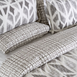 Cottage microfiber block chevron print 6pc full comforter set, grey 160*240cm