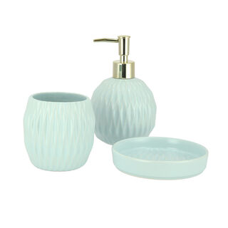 3 Pcs Ceramic Bath Set Blue