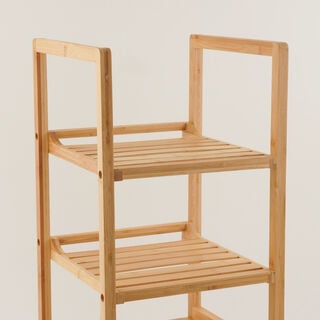 Homez Bamboo Square 3 Tier Bath Shelf 35*35*76.5Cm, Beige