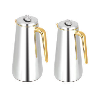 Dallaty Eve set of 2 steel vacuum flask chrome & gold