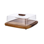 Acacia Wood Square Cake Domewith Acrylic Cover image number 1