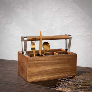 Acacia Wood Utensils Holder Box