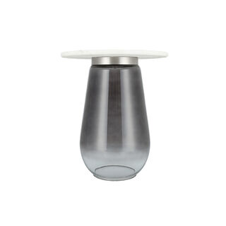Side Table Marble Top Glass Base 48 * 55 cm