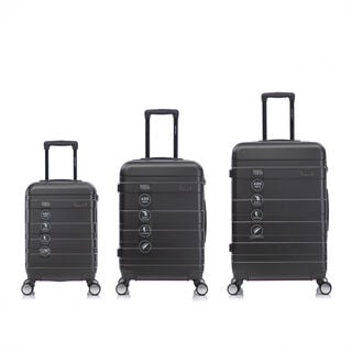 Travel Vision 3 Pieces Abs Wheeled Luggage Set, Dark Grey