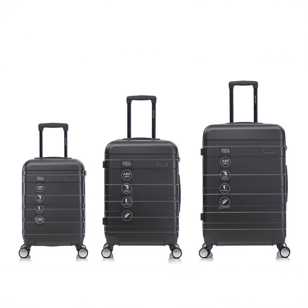 Travel Vision 3 Pieces Abs Wheeled Luggage Set, Dark Grey image number 1
